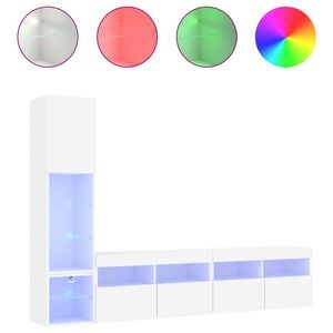 vidaXL 4d&iacute;ln&aacute; ob&yacute;vac&iacute; stěna s LED osvětlen&iacute;m b&iacute;l&aacute; kompozitn&iacute; dřevo