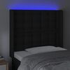 vidaXL Čelo postele s LED čern&eacute; 93 x 16 x 118/128 cm uměl&aacute; kůže