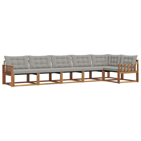 vidaXL Venkovn&iacute; pohovkov&aacute; souprava 6 pcs Př&iacute;rodn&iacute; a světle &scaron;ed&aacute;