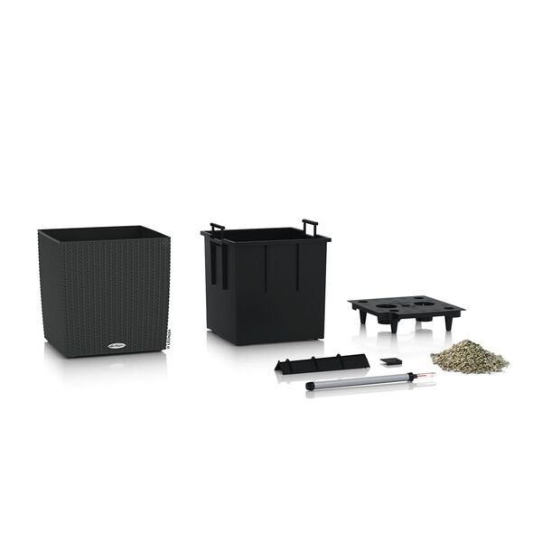 LECHUZA Květin&aacute;č CUBE Cottage 40 ALL-IN-ONE žulov&yacute;