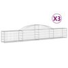 vidaXL Klenut&eacute; gabionov&eacute; ko&scaron;e 3 ks 300x30x40/60 cm pozinkovan&eacute; železo