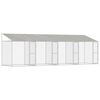 vidaXL Ps&iacute; klec s střechou Stř&iacute;brn&aacute; 800 x 200 x 256 cm Ocel a PE