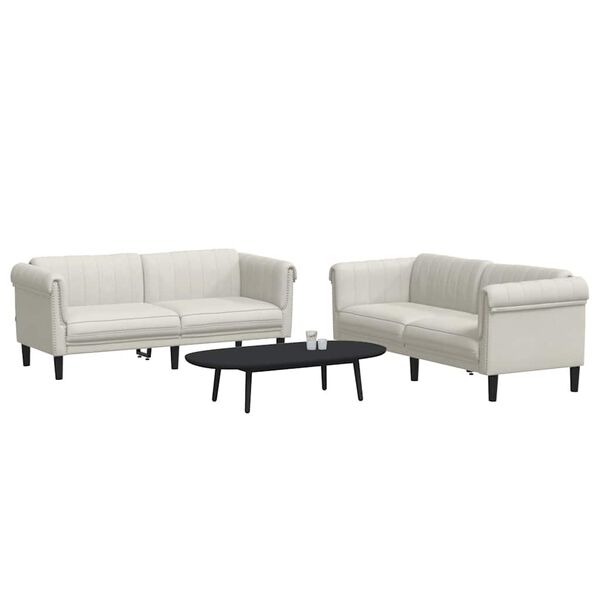 vidaXL 2dílná sedací souprava krémová samet