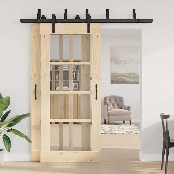 vidaXL Sada př&iacute;slu&scaron;enstv&iacute; pro posuvn&eacute; dveře 200 cm ocelov&aacute; čern&aacute;