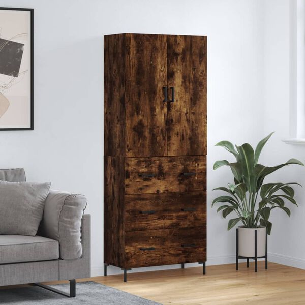 vidaXL Skř&iacute;ň highboard kouřov&yacute; dub 69,5 x 34 x 180 cm kompozitn&iacute; dřevo