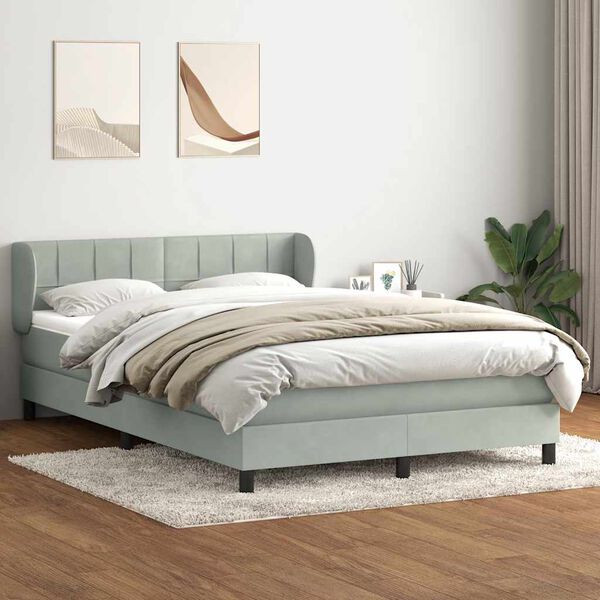 vidaXL Box spring postel s matrac&iacute; světle &scaron;ed&aacute; 160x220 cm samet