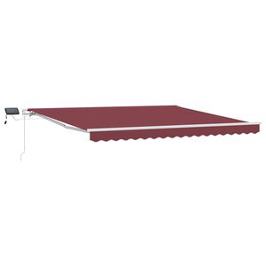 vidaXL Ručně zatahovac&iacute; mark&yacute;za s LED burgundsk&aacute; 400 x 300 cm