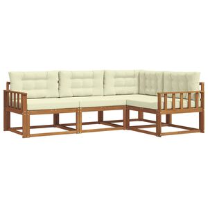 vidaXL Venkovn&iacute; pohovkov&aacute; souprava 4 pcs Přirozen&aacute; a Kr&eacute;mov&aacute;