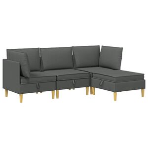 vidaXL Modul&aacute;rn&iacute; pohovka se storage 4 ks Tmavě &scaron;ed&aacute; Textil