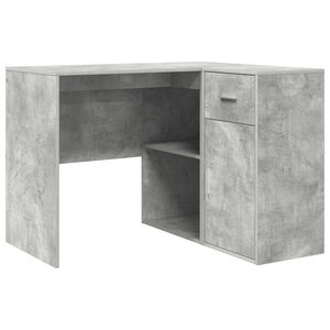 vidaXL Rohov&yacute; psac&iacute; stůl se z&aacute;suvkou Betonově &scaron;ed&aacute; 102 x 88 x 75 cm