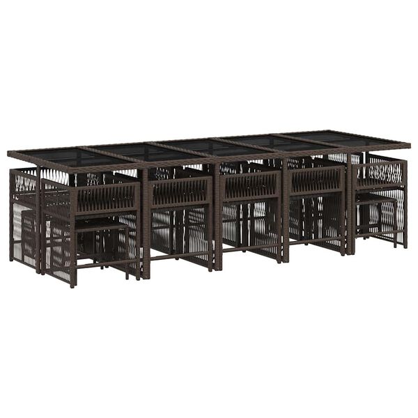 vidaXL 15d&iacute;ln&yacute; zahradn&iacute; j&iacute;deln&iacute; set s podu&scaron;kami hněd&yacute; polyratan