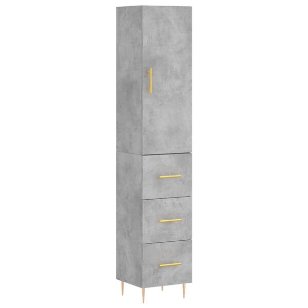 vidaXL Skř&iacute;ň highboard betonově &scaron;ed&aacute; 34,5x34x180 cm kompozitn&iacute; dřevo