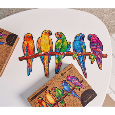 UNIDRAGON 620dílné dřevěné puzzle Playful Parrots Royal Size 72x40 cm