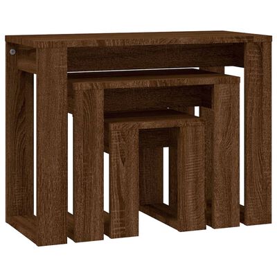 vidaXL Hnízdové stolky 3 ks hnědý dub kompozitní dřevo