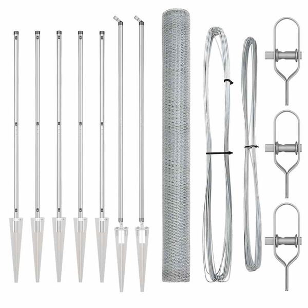 vidaXL Plotov&yacute; sloupek. Stř&iacute;brn&aacute; 10 x 1,6 m (13 mm s&iacute;ť) Ocel