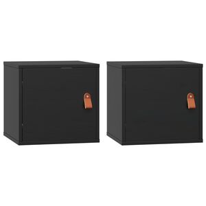 vidaXL N&aacute;stěnn&eacute; skř&iacute;ňky 2 ks čern&eacute; 31,5x30x30 cm masivn&iacute; borov&eacute; dřevo