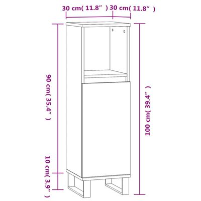vidaXL Koupelnová skříňka černá 30 x 30 x 100 cm kompozitní dřevo