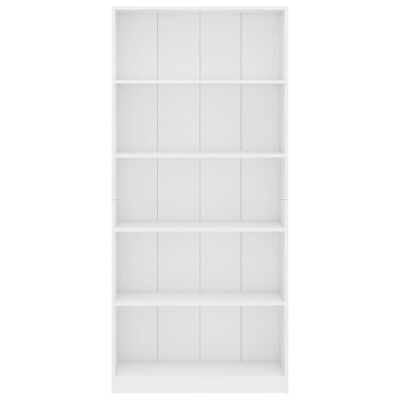 vidaXL Knihovna s 5 policemi bílá 80 x 24 x 175 cm dřevotříska