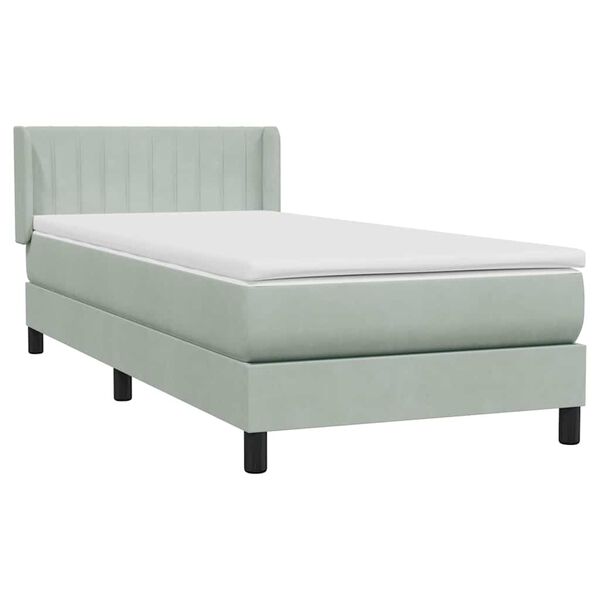 vidaXL Box Spring Postel s matrac&iacute; Světle &scaron;ed&aacute; 90x220 cm Samet