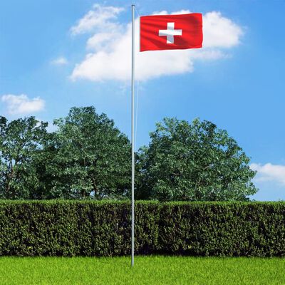 vidaXL Švýcarská vlajka a stožár hliník 6,2 m