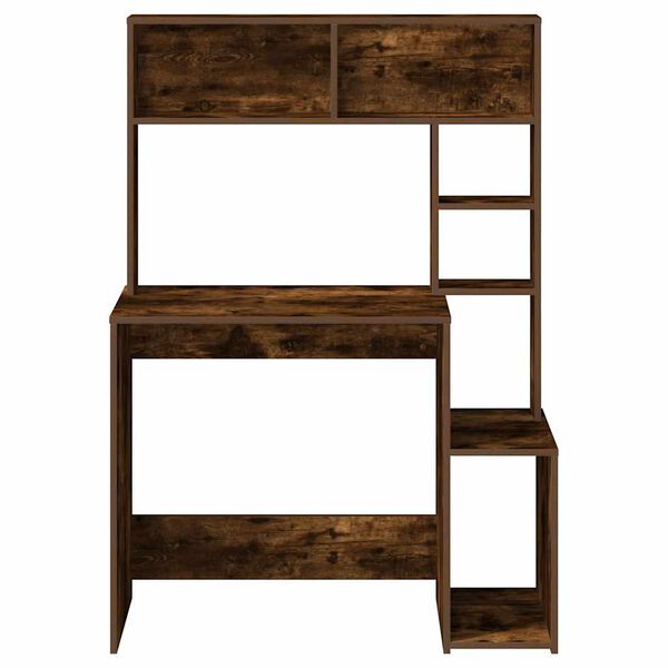 vidaXL Psac&iacute; stůl s policemi kouřov&yacute; dub 100x45x140 cm kompozit