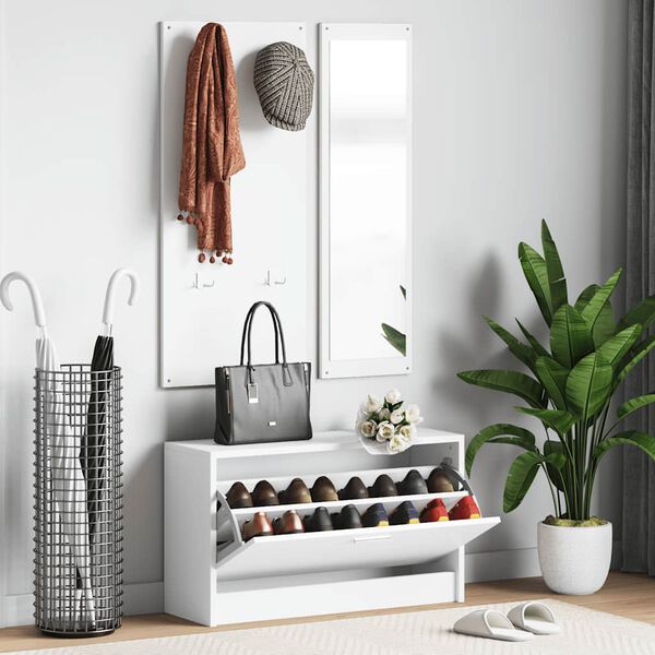 vidaXL Sada n&aacute;bytku do předs&iacute;ně 3 v 1 b&iacute;l&aacute; kompozitn&iacute; dřevo