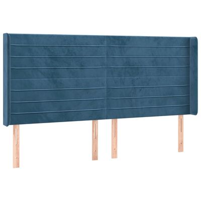 vidaXL Box spring postel s matrací a LED tmavě modrá 160x200 cm samet