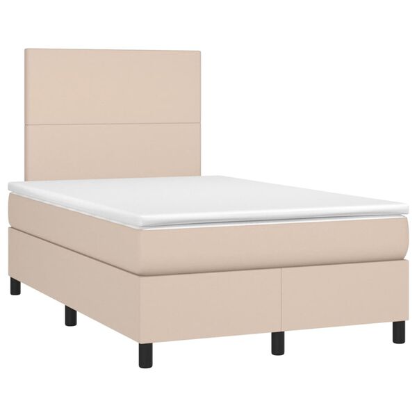 vidaXL Box spring postel s matrac&iacute; cappuccino 120x200 cm uměl&aacute; kůže
