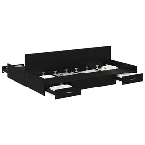 vidaXL R&aacute;m postele s &uacute;ložn&yacute;m prostorem s čelo Čern&yacute; dub 140 x 190 cm