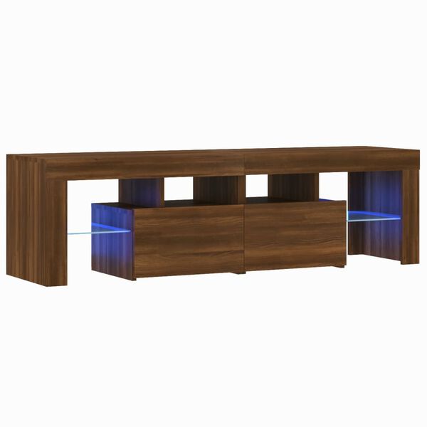 vidaXL TV skř&iacute;ňka s LED osvětlen&iacute;m Hněd&yacute; dub 140 x 36,5 x 40 cm