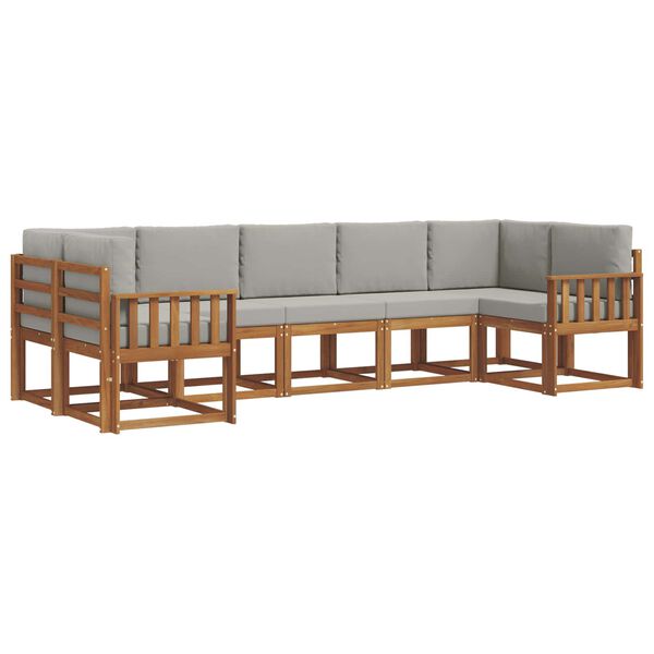 vidaXL Venkovn&iacute; pohovkov&aacute; souprava 7 pcs Př&iacute;rodn&iacute; a světle &scaron;ed&aacute;