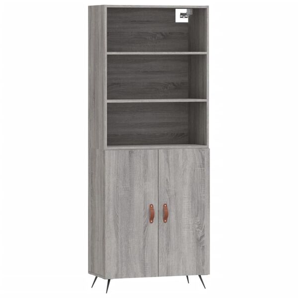 vidaXL Skř&iacute;ň highboard &scaron;ed&aacute; sonoma 69,5 x 34 x 180 cm kompozitn&iacute; dřevo