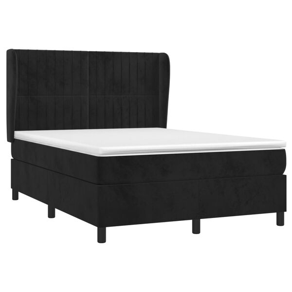 vidaXL Box spring postel s matrac&iacute; čern&aacute; 140 x 190 cm samet