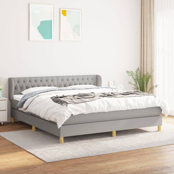 vidaXL Box spring postel s matrac&iacute; světle &scaron;ed&aacute; 180 x 200 cm textil