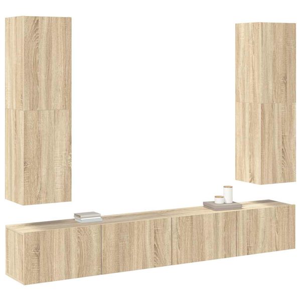 vidaXL 4d&iacute;ln&yacute; set TV skř&iacute;něk dub sonoma kompozitn&iacute; dřevo