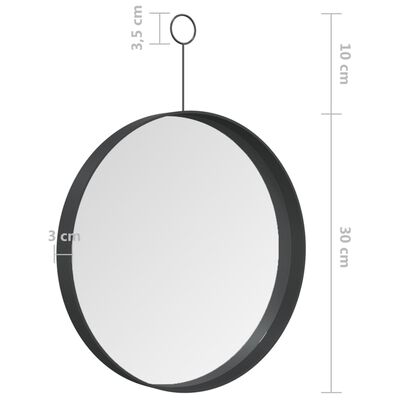 vidaXL Závěsné zrcadlo s háčkem černé 30 cm