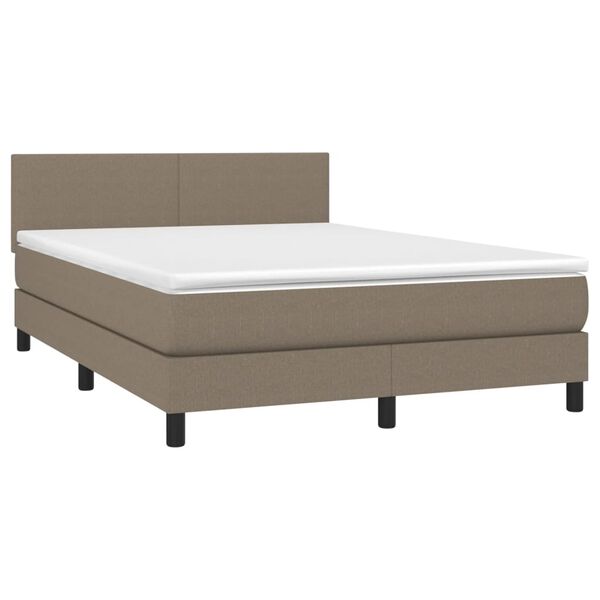 vidaXL Box spring postel s matrac&iacute; a LED taupe 140x190 cm textil