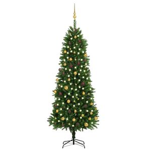 vidaXL Uměl&yacute; v&aacute;nočn&iacute; stromek s LED a sadou koul&iacute; 240 cm zelen&yacute;