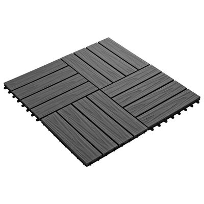 vidaXL Terasové dlaždice 11 ks WPC embosované 30 x 30 cm 1 m² černé