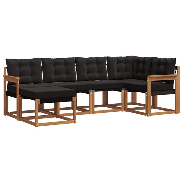 vidaXL Venkovn&iacute; pohovkov&aacute; souprava s pol&scaron;t&aacute;řem 6 pcs Přirozen&aacute; a čern&aacute;