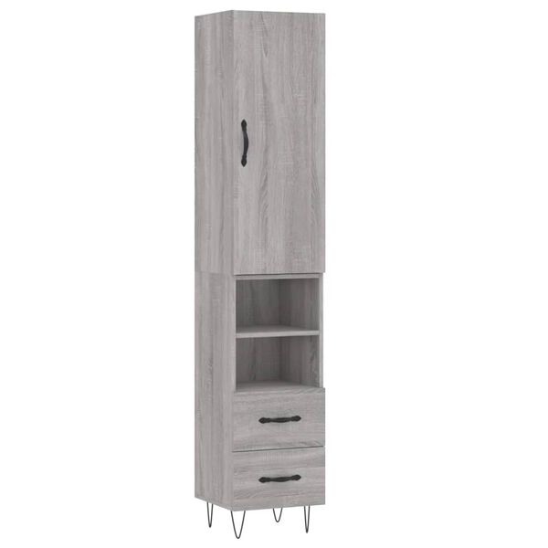vidaXL Skř&iacute;ň highboard &scaron;ed&aacute; sonoma 34,5 x 34 x 180 cm kompozitn&iacute; dřevo