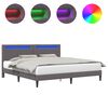 vidaXL R&aacute;m postele s LED p&aacute;sky s čelo &Scaron;ed&aacute; 180 x 200 cm Uměl&aacute; kůže