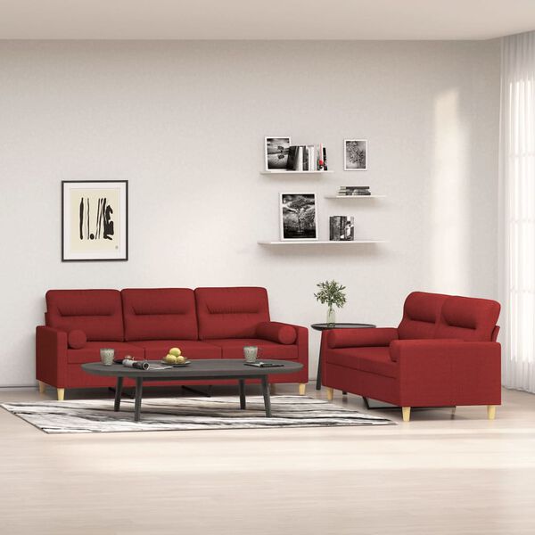 vidaXL 2d&iacute;ln&aacute; sedac&iacute; souprava s pol&scaron;t&aacute;ři a podu&scaron;kami v&iacute;nov&aacute; textil