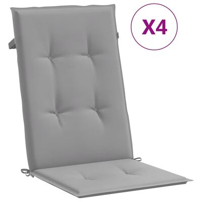 vidaXL Podušky na židli vysoké opěradlo 4 ks šedé 120x50x3 cm textil