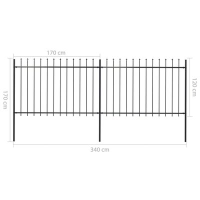 vidaXL Zahradní plot s hroty ocelový 3,4 x 1,2 m černý