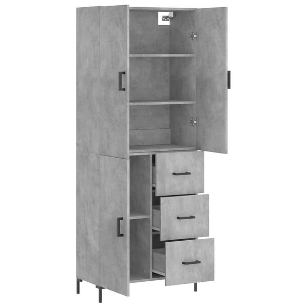 vidaXL Skř&iacute;ň highboard betonově &scaron;ed&aacute; 69,5x34x180 cm kompozitn&iacute; dřevo