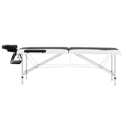 vidaXL Skládací masážní stůl se 2 zónami hliník černý a bílý