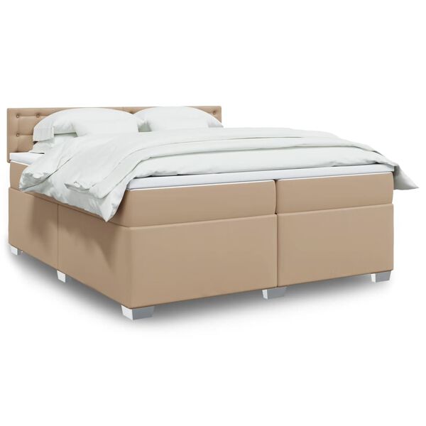 vidaXL Box spring postel s matrac&iacute; cappuccino 200 x 200 cm uměl&aacute; kůže