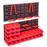 vidaXL 103dílný set skladovacích zásobníků nástěnné díly červenočerný