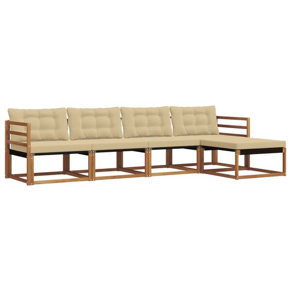 vidaXL Venkovn&iacute; pohovkov&aacute; souprava 5 pcs Přirozen&aacute; a B&eacute;žov&aacute;